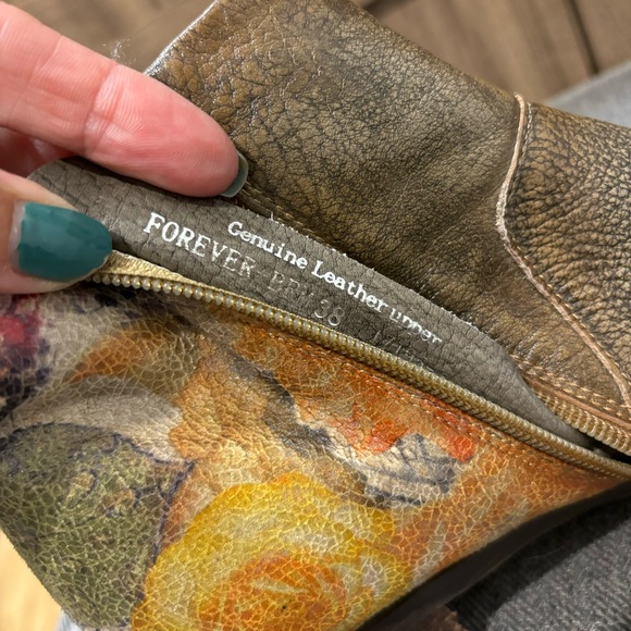 L’Artiste Spring Step 38 (7.5-8) Ankle Boot Leather Zip Boho Butterfly - Picture 11 of 15